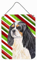 Cavalier Spaniel Candy Cane Holiday Christmas Wall or Door Hanging Prints Aluminum Metal Sign Kitchen Wall Bar Bathroom Plaque Home Decor Front Door Plaque, 12x16, Multicolor