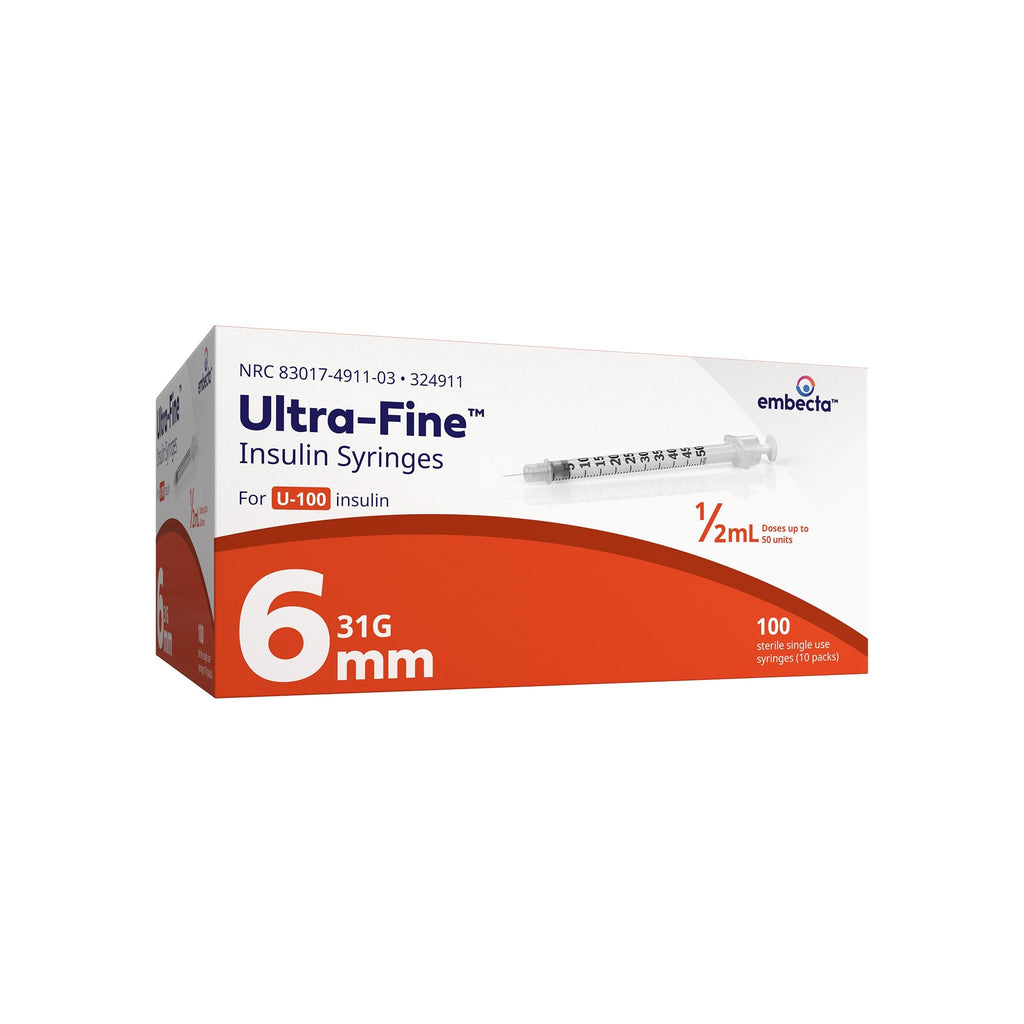 Standard Insulin Syringe with Needle Veo™ Ultra-Fine™ 0.5 mL 15/64 Inch 31 Gauge NonSafety Regular Wall 324911
