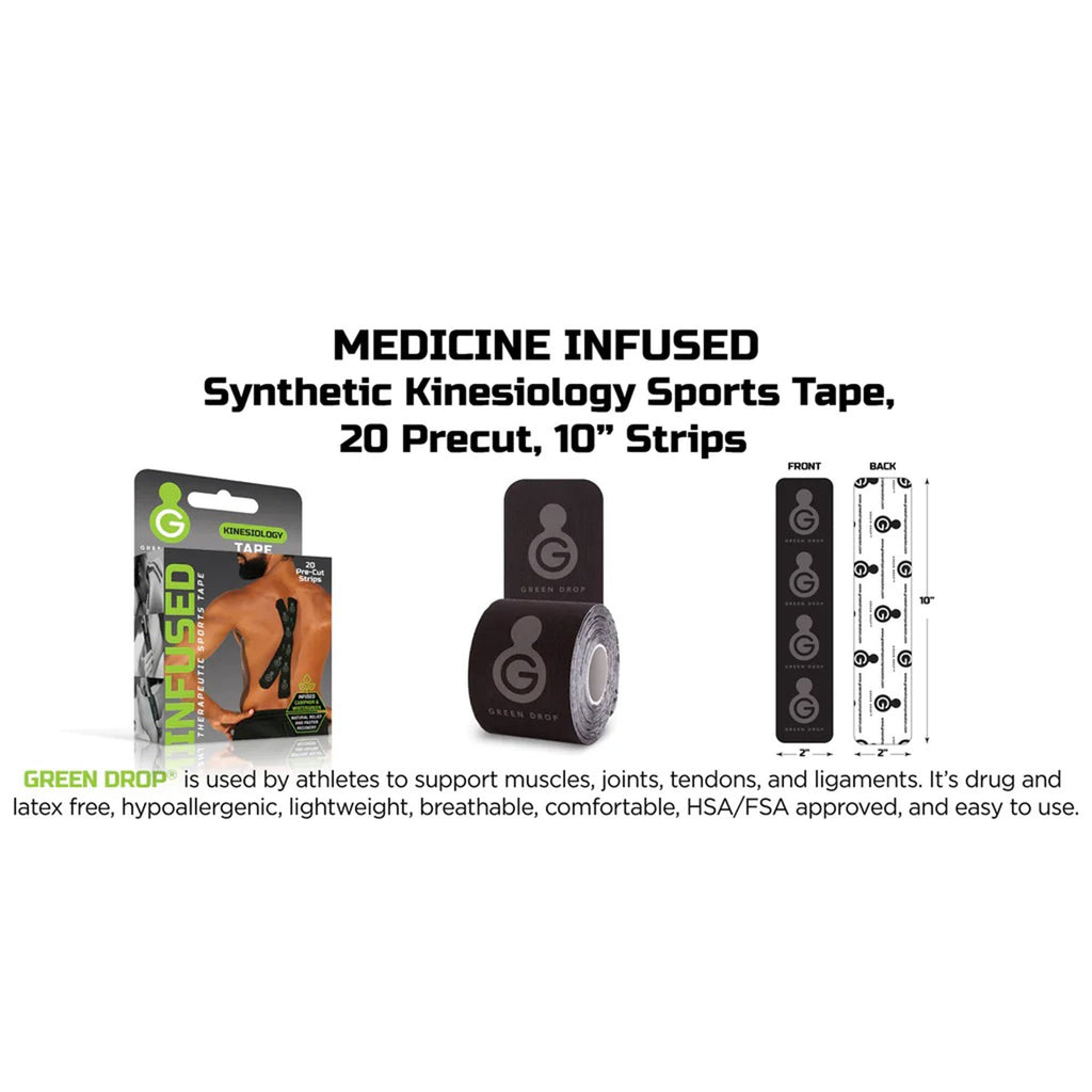 Green Drop Sports Tape, Infused Kinesiology Tape for Recovery KIN-1456