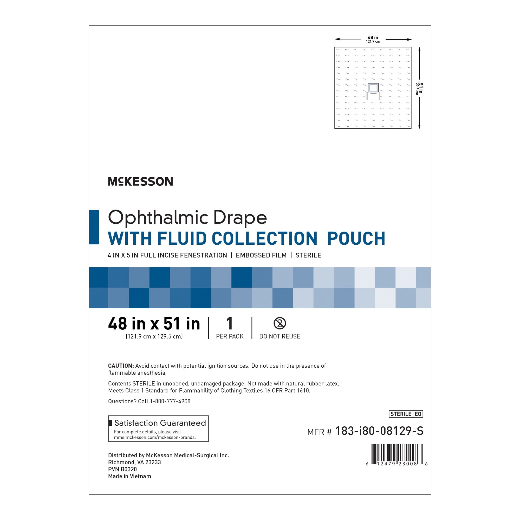 McKesson Sterile Surgical Ophthalmic Drape, 48 x 51 Inch 183-I80-08129-S