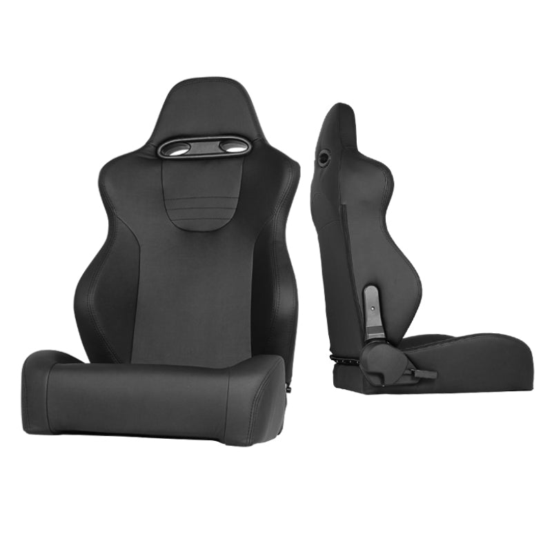SPYDER Xtune Srt Style Racing Seat Pu (Double Slider) Black/Black Passenger Side RST-SRT-01-BK-PA 9933929