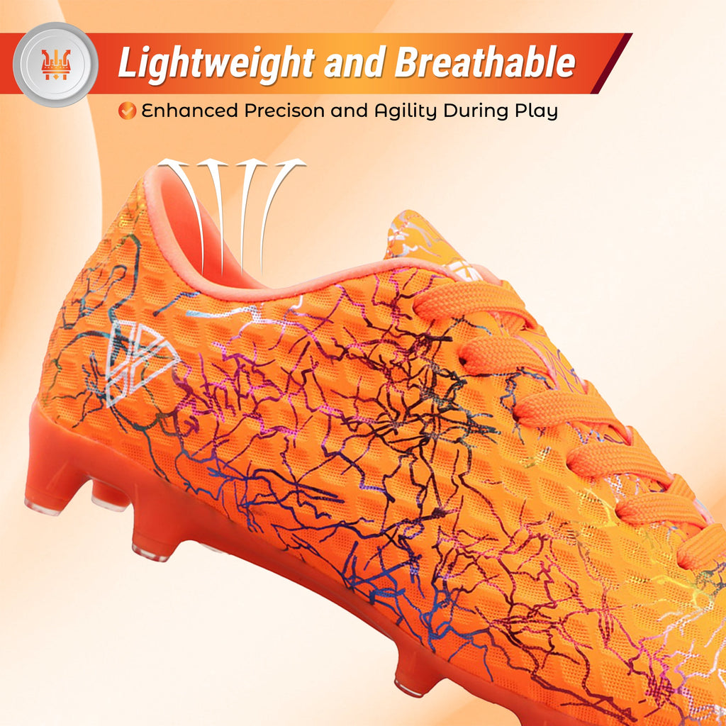 Vizari Zodiac JR Kids Firm Ground (FG) Soccer Cleats – Orange, Youth Sizes 8C–6Y