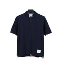 Thom Browne Navy Blue T-Shirt with Collar