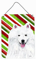 American Eskimo Candy Cane Holiday Christmas Wall or Door Hanging Prints Aluminum Metal Sign Kitchen Wall Bar Bathroom Plaque Home Decor Front Door Plaque, 12x16, Multicolor