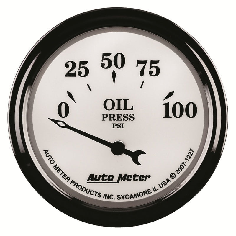 AutoMeter Gauge Oil Press 2-1/16in. 100PSI Elec Old Tyme White II 1227