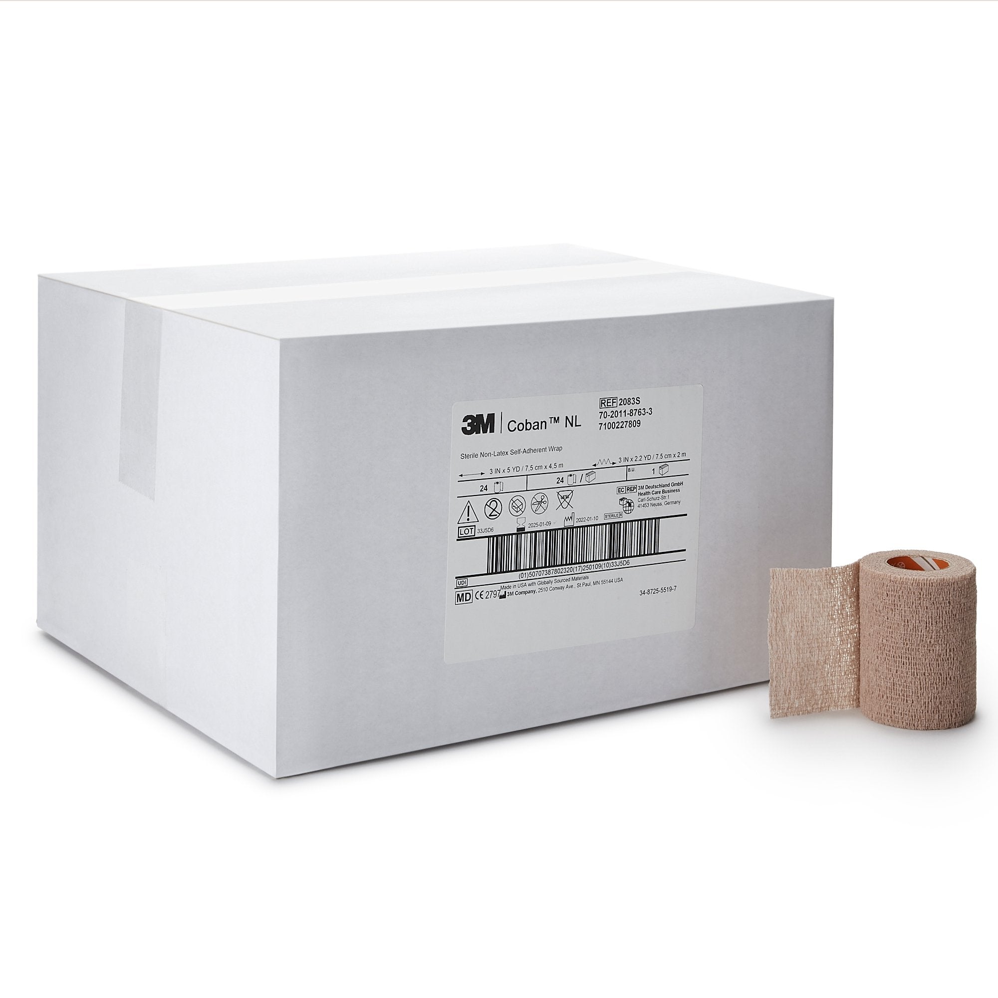 3M™ Coban™ LF Self-adherent Closure Cohesive Bandage, 3 Inch x 5 Yard 2083S