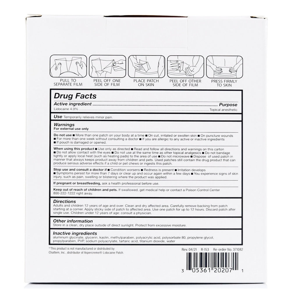 Rugby® 4% Lidocaine Pain Relief Patch 00536120207
