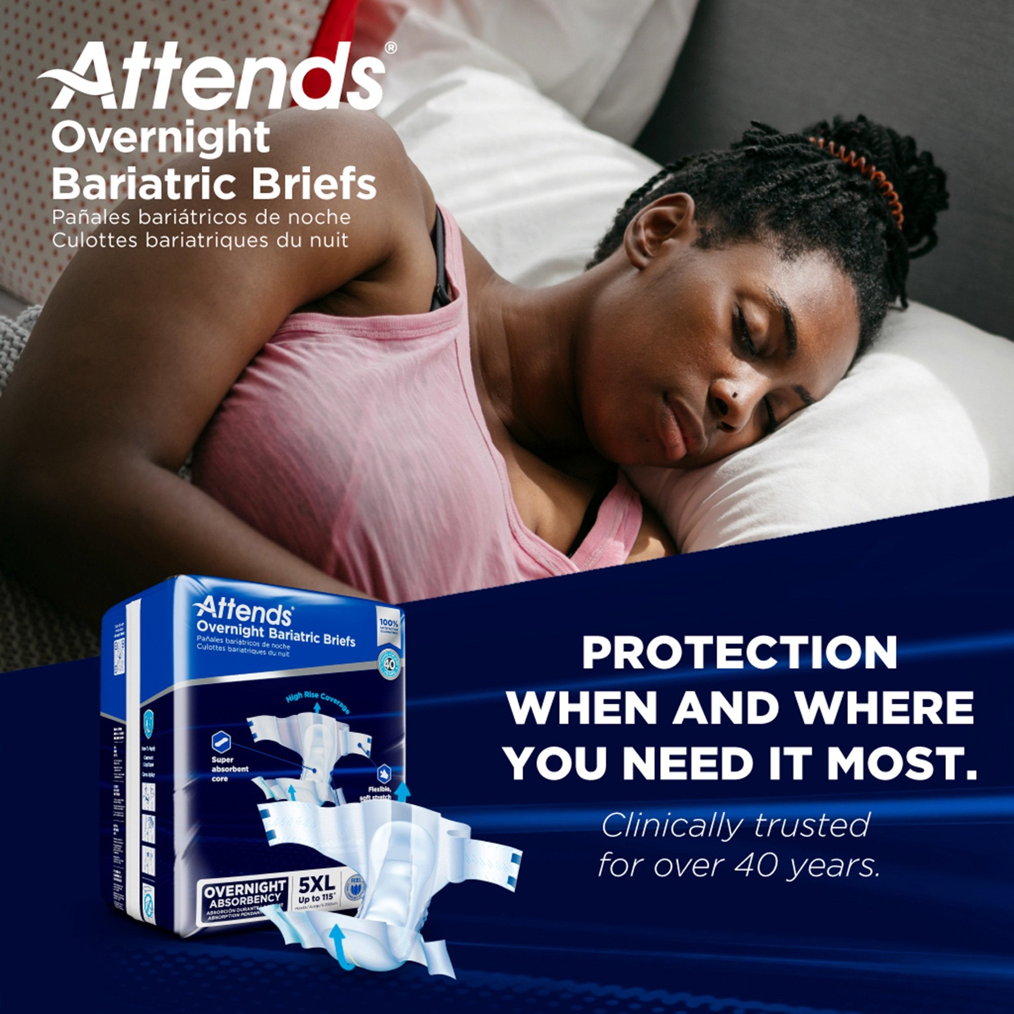 Attends® Overnight Bariatric Briefs, 5X-Large DD70