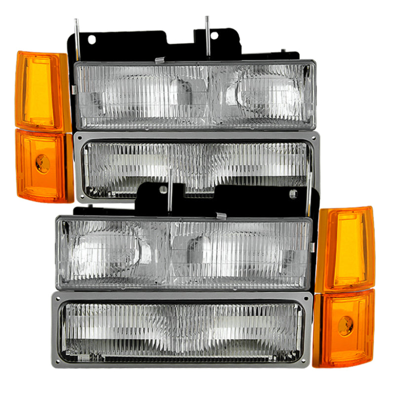 SPYDER Xtune GMC Yukon 94-99 Headlights w/ Corner & Parking Lights 8pcs Sets - OEM HD-JH-GCK94-OE-C-SET 9034411