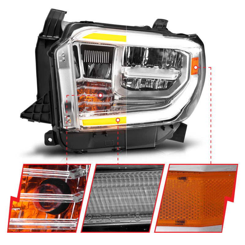 ANZO 2014-2017 Toyota Tundra LED Crystal Headlights w/ Switchback Chrome Housing w/ DRL 111532