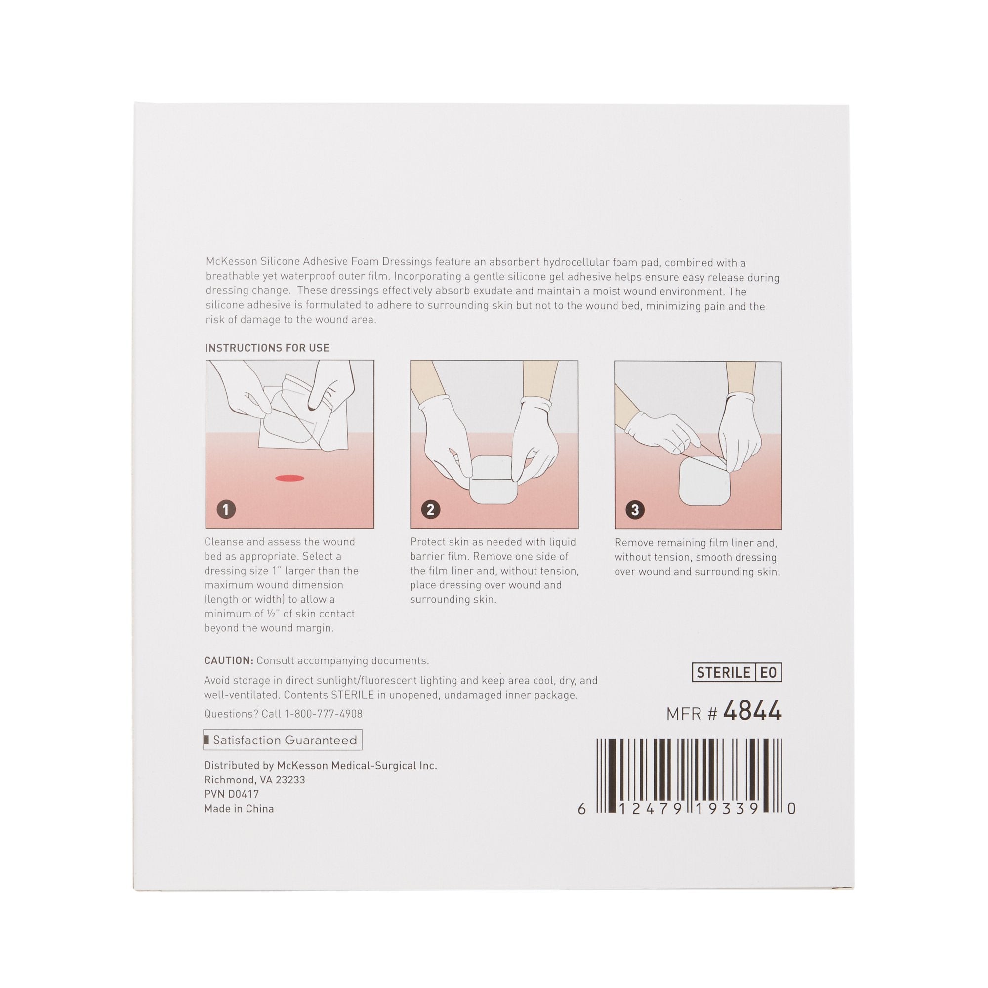 McKesson Silicone Adhesive with Border Silicone Foam Dressing, 6 x 6 Inch 4844