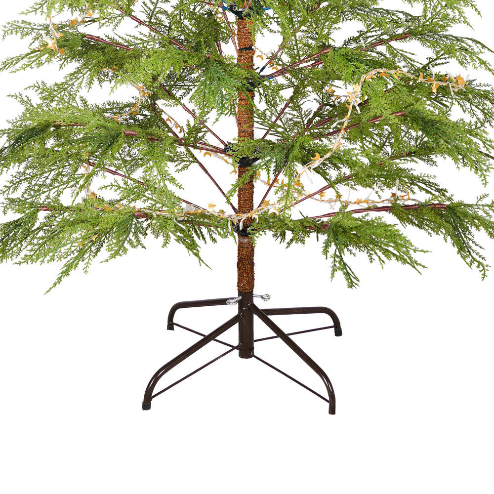 6 FT Pre-Lit Artificial Christmas Tree | 300 Star & Moon LED Lights, 612-Tip PE Realistic Branches & Metal Stand — Full Holiday Tree