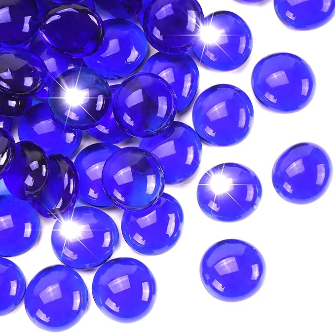 2LB Cobalt Blue Flat Glass Marbles for Vases, Gemstone Beads Vase Filler Decorative Glass Pebbles for Fish Tank, DIY Crafts, Aquarium Decor Rocks - PhishStones Products