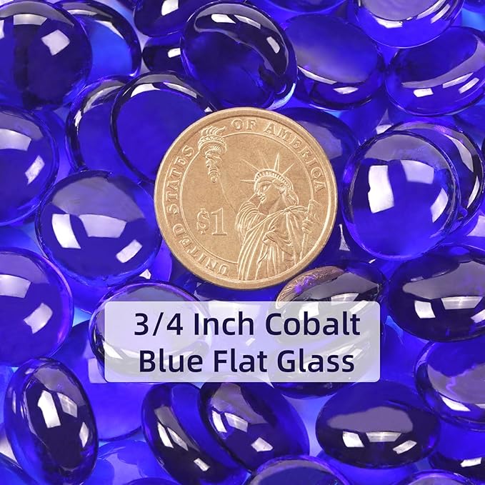 2LB Cobalt Blue Flat Glass Marbles for Vases, Gemstone Beads Vase Filler Decorative Glass Pebbles for Fish Tank, DIY Crafts, Aquarium Decor Rocks - PhishStones Products