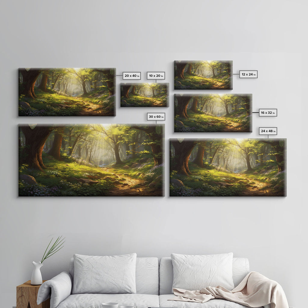 Forest Wall Art, Trees Art Print, Enchanted Forest, Panoramic Art, Wall Art, Canvas Art, Landscape Art Print, Game Room Décor, Cozy Gift