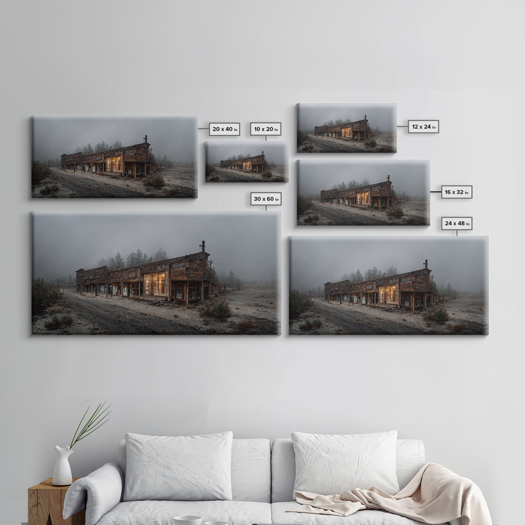 Rustic, Western theme canvas art, ghost town canvas print, wild west saloon art, man cave wall art, living room art, Cowboys