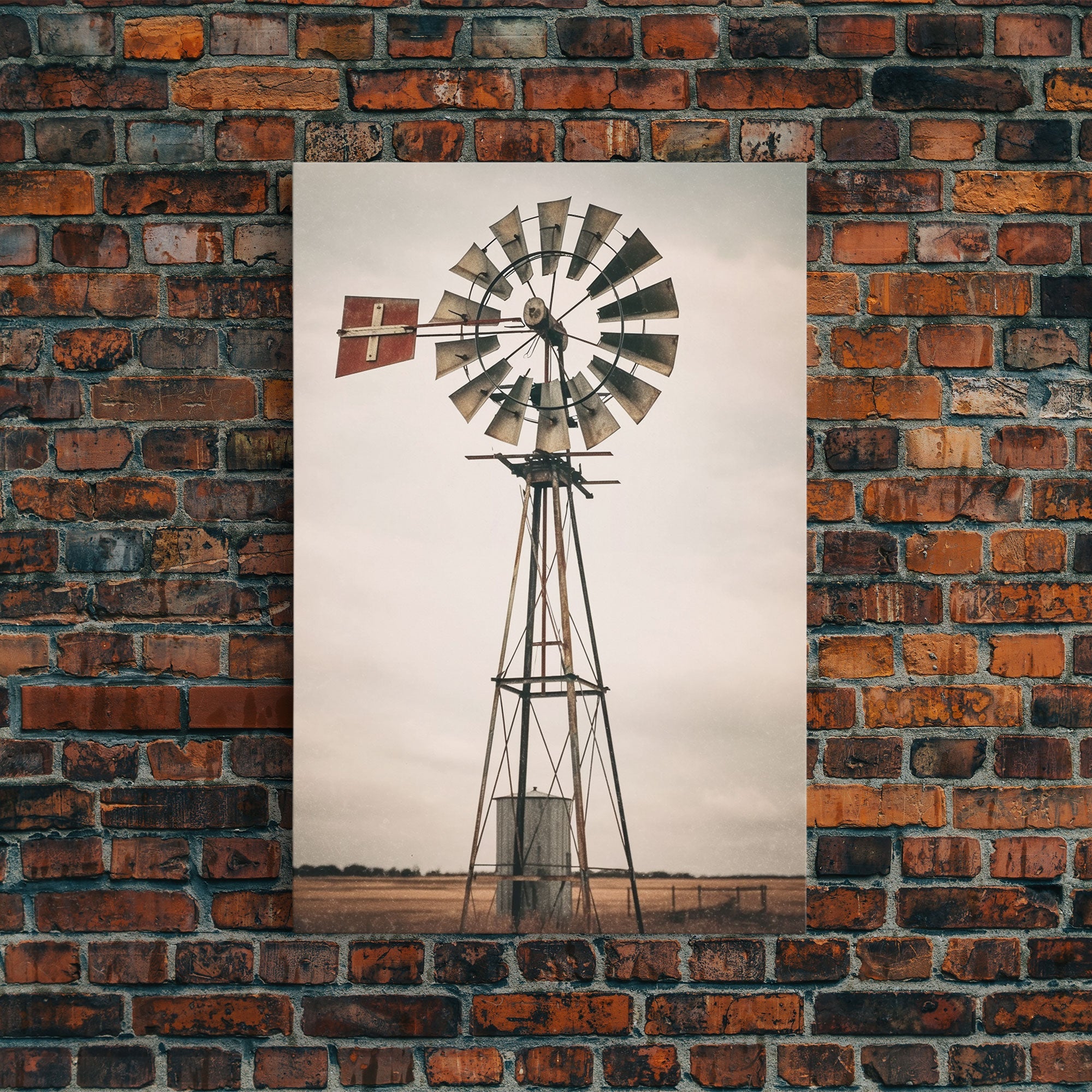 Rustic Farmhouse Home Decor, Windmill Photography Photo Print Art, Rustic Industrial Farmhouse Wall Art Picture, Country Landscape Picture