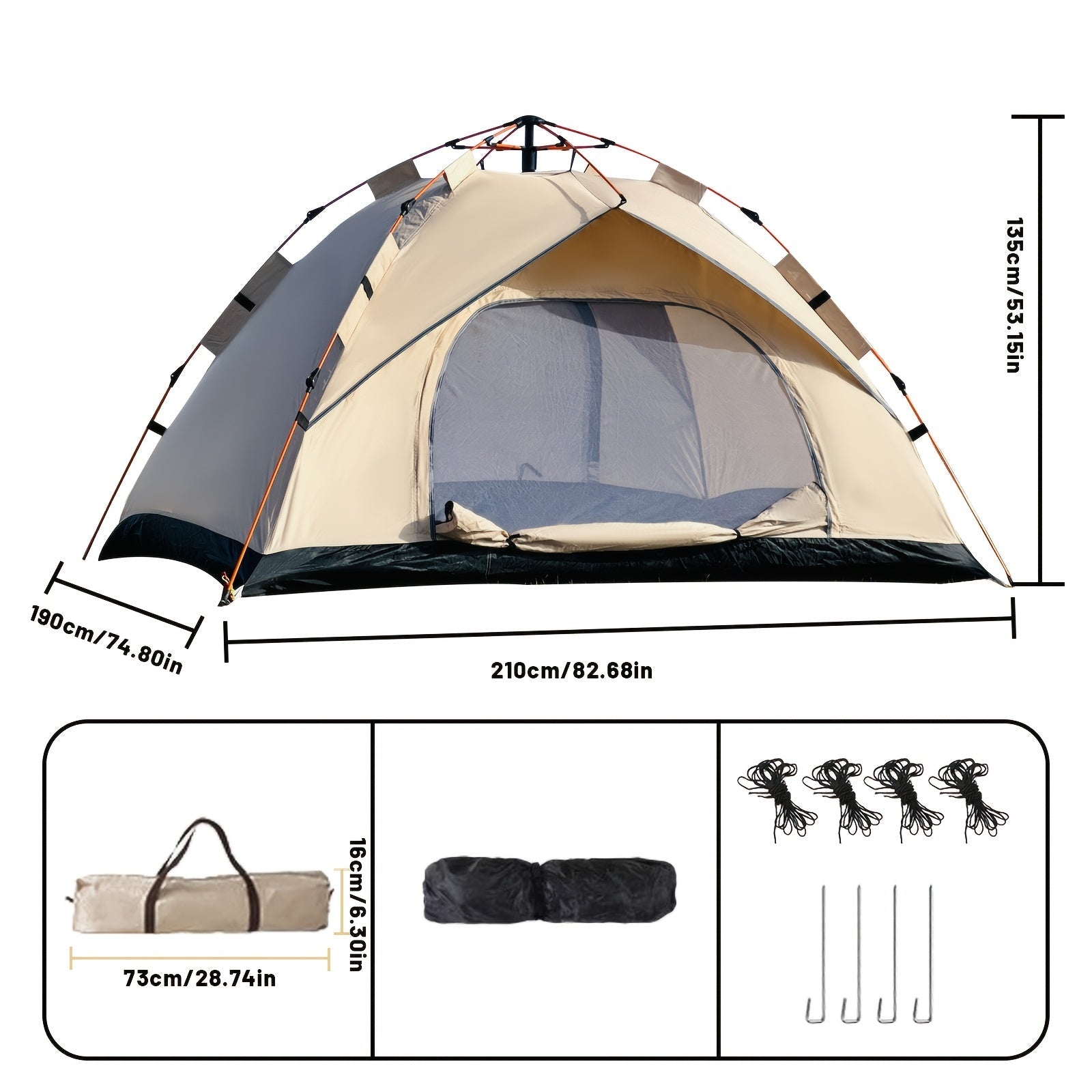 3 - 4 Person Instant Pop Up Camping Tent Waterproof Quick Setup Outdoor Portable - PhishStones Products
