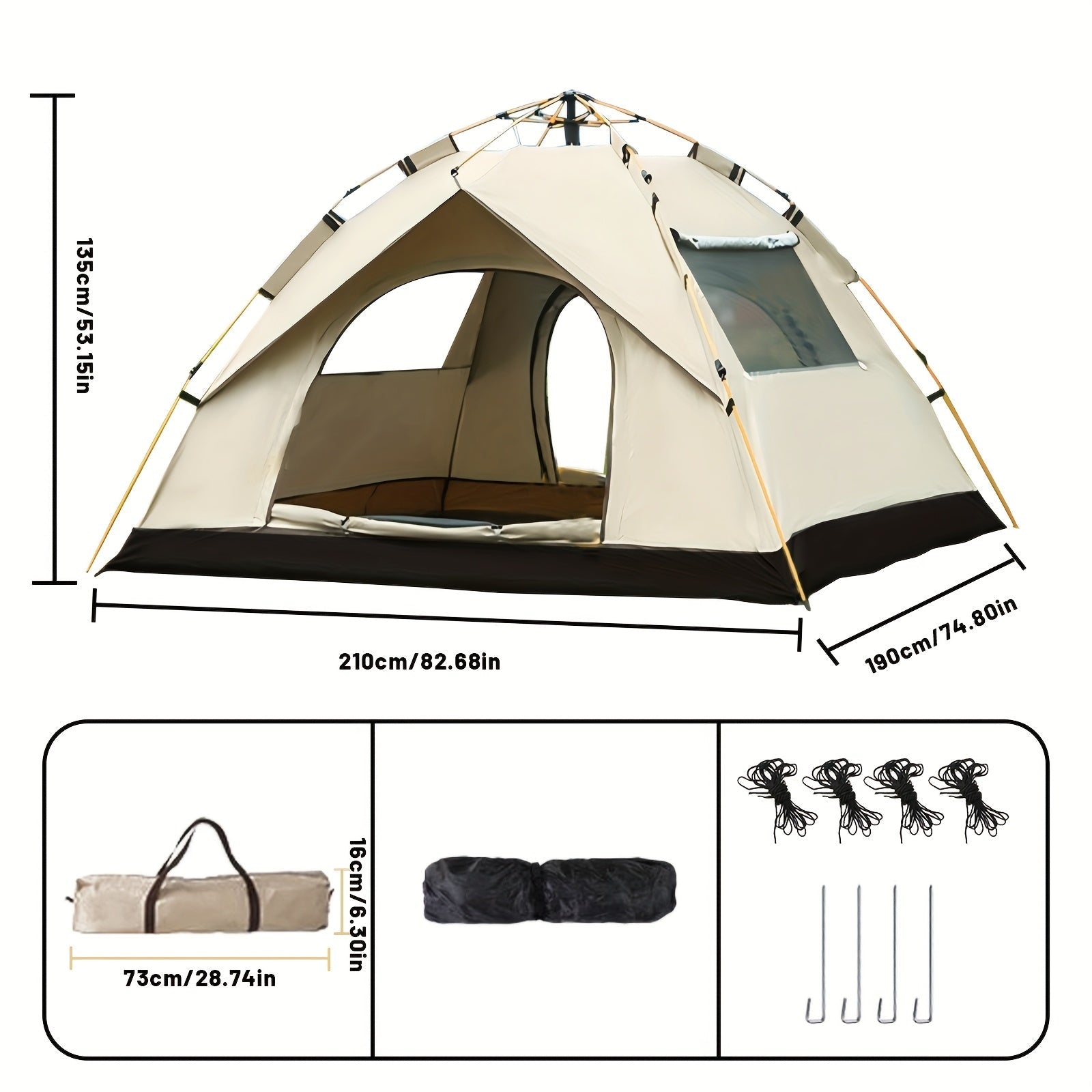 3 - 4 Person Instant Pop Up Camping Tent Waterproof Quick Setup Outdoor Portable - PhishStones Products