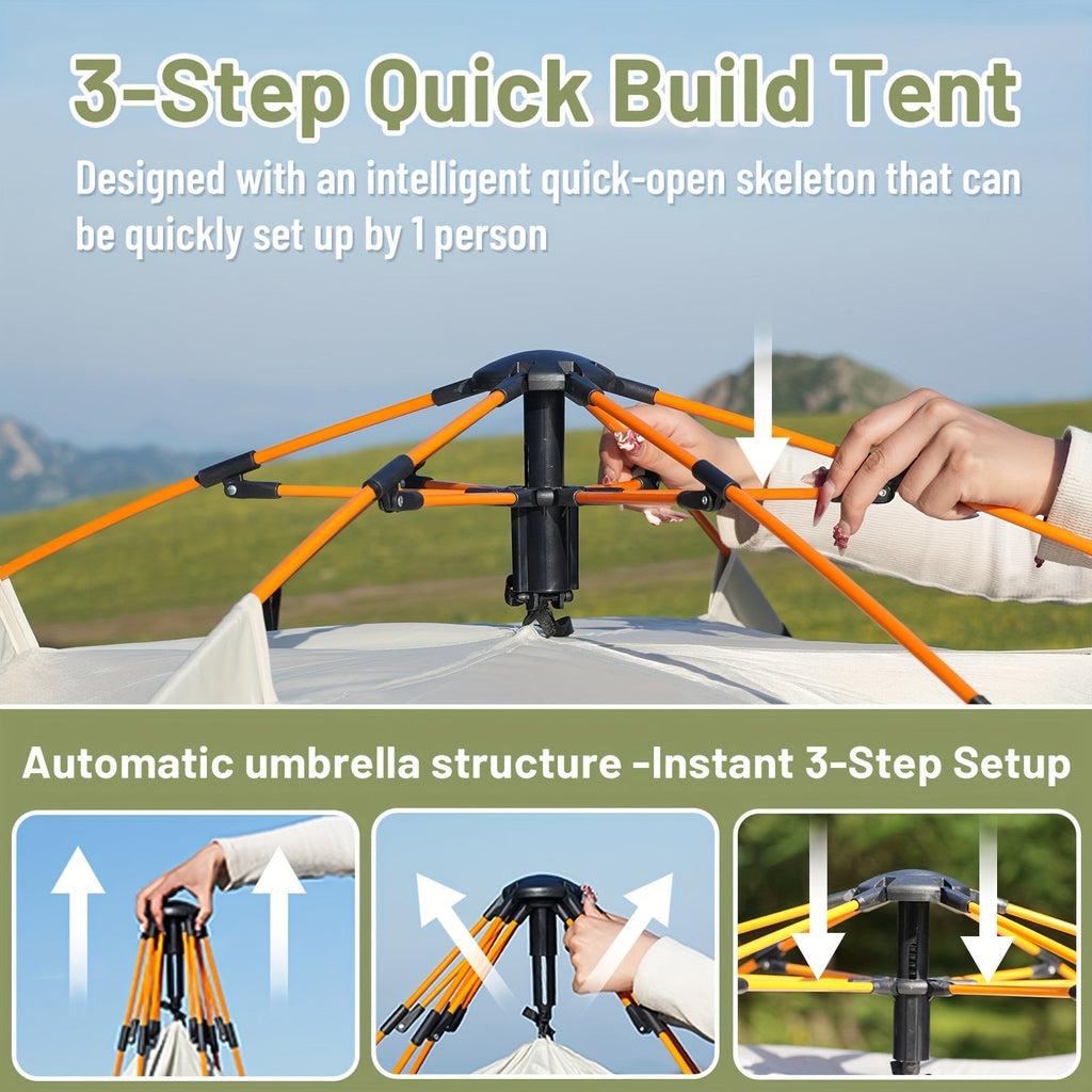 3 - 4 Person Instant Pop Up Camping Tent Waterproof Quick Setup Outdoor Portable - PhishStones Products
