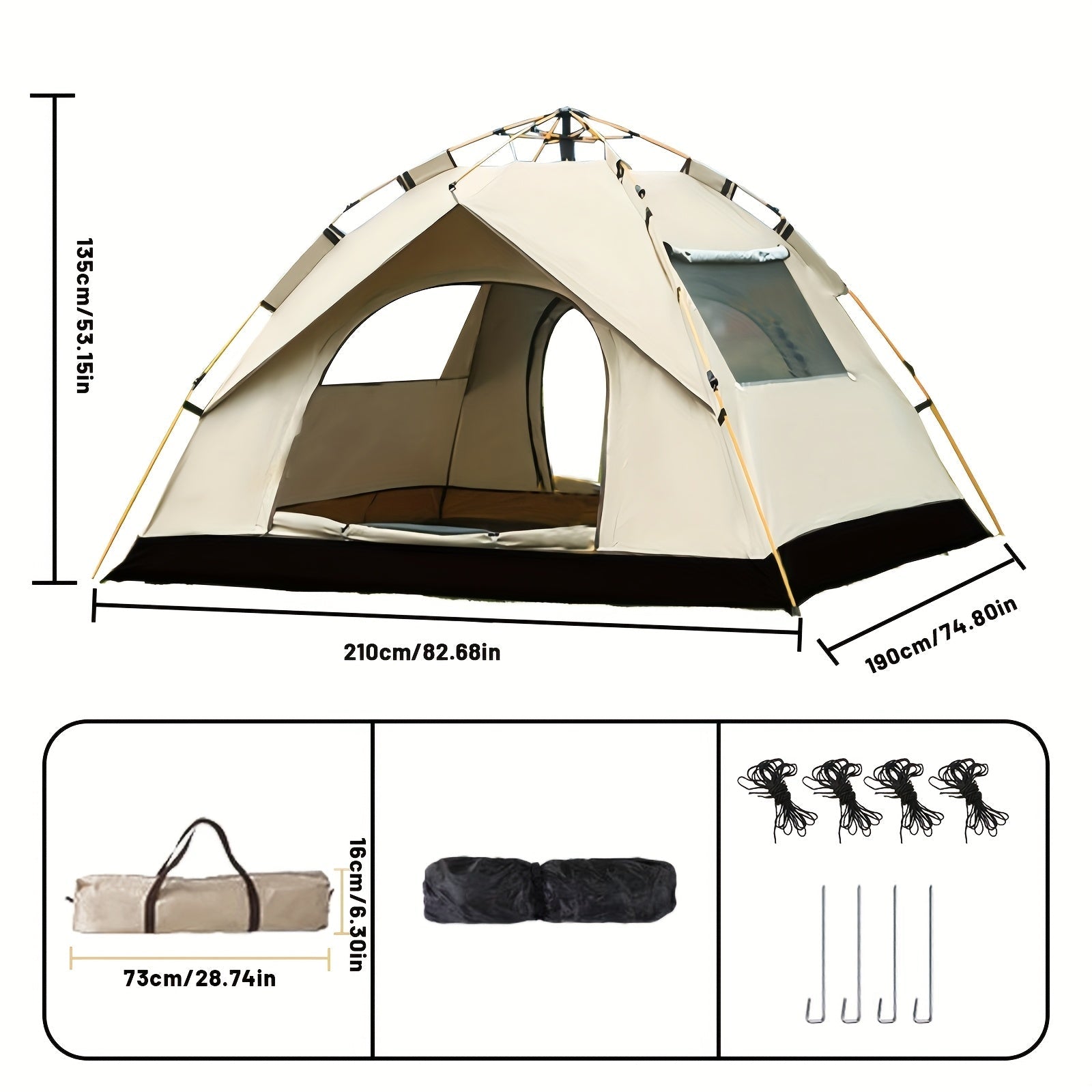 3 - 4 Person Instant Pop Up Camping Tent Waterproof Quick Setup Outdoor Portable - PhishStones Products