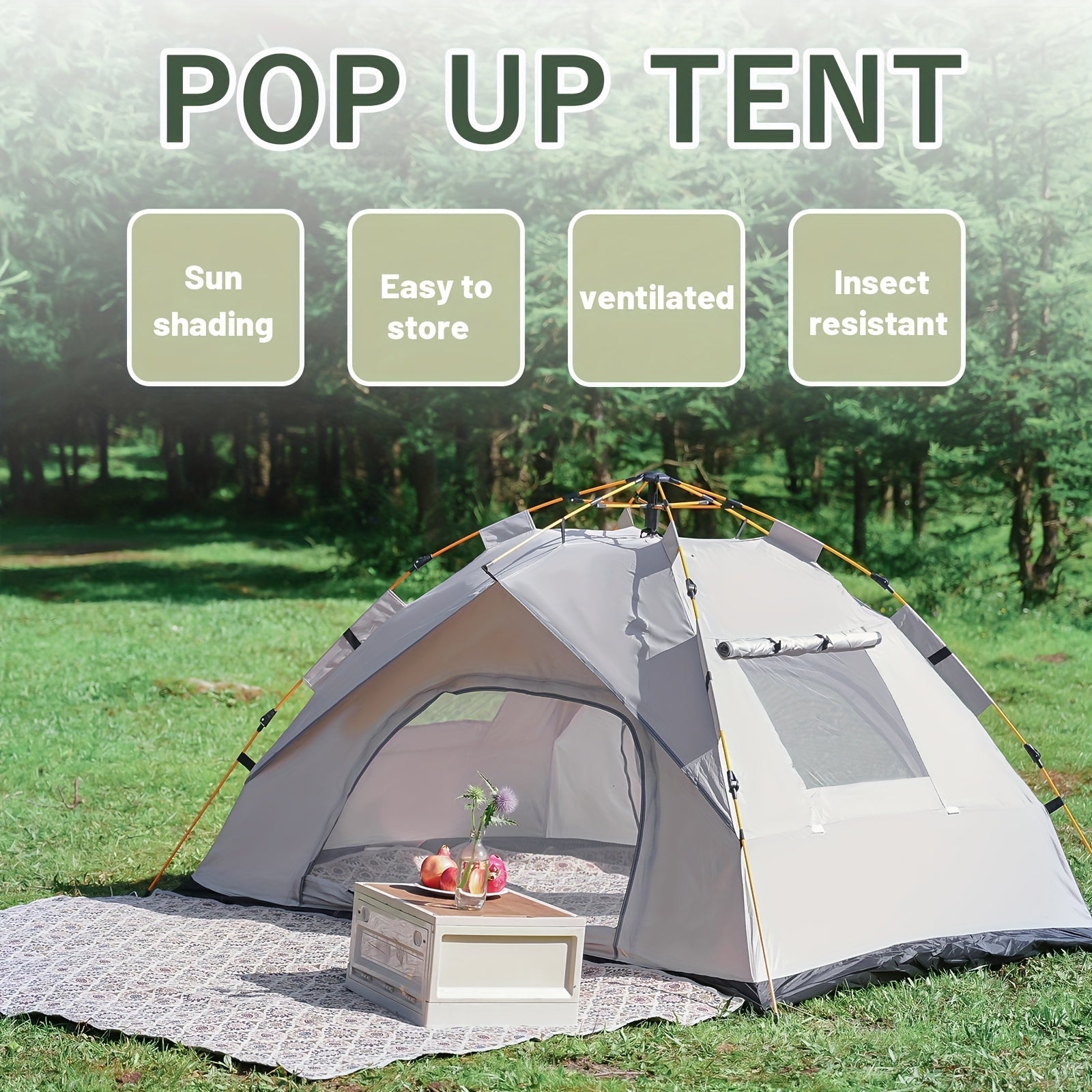 3 - 4 Person Instant Pop Up Camping Tent Waterproof Quick Setup Outdoor Portable - PhishStones Products