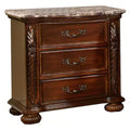 3 Drawer Nightstand, Bedside Table Hand Carved Storage For Bedroom - Cherry - PhishStones Products