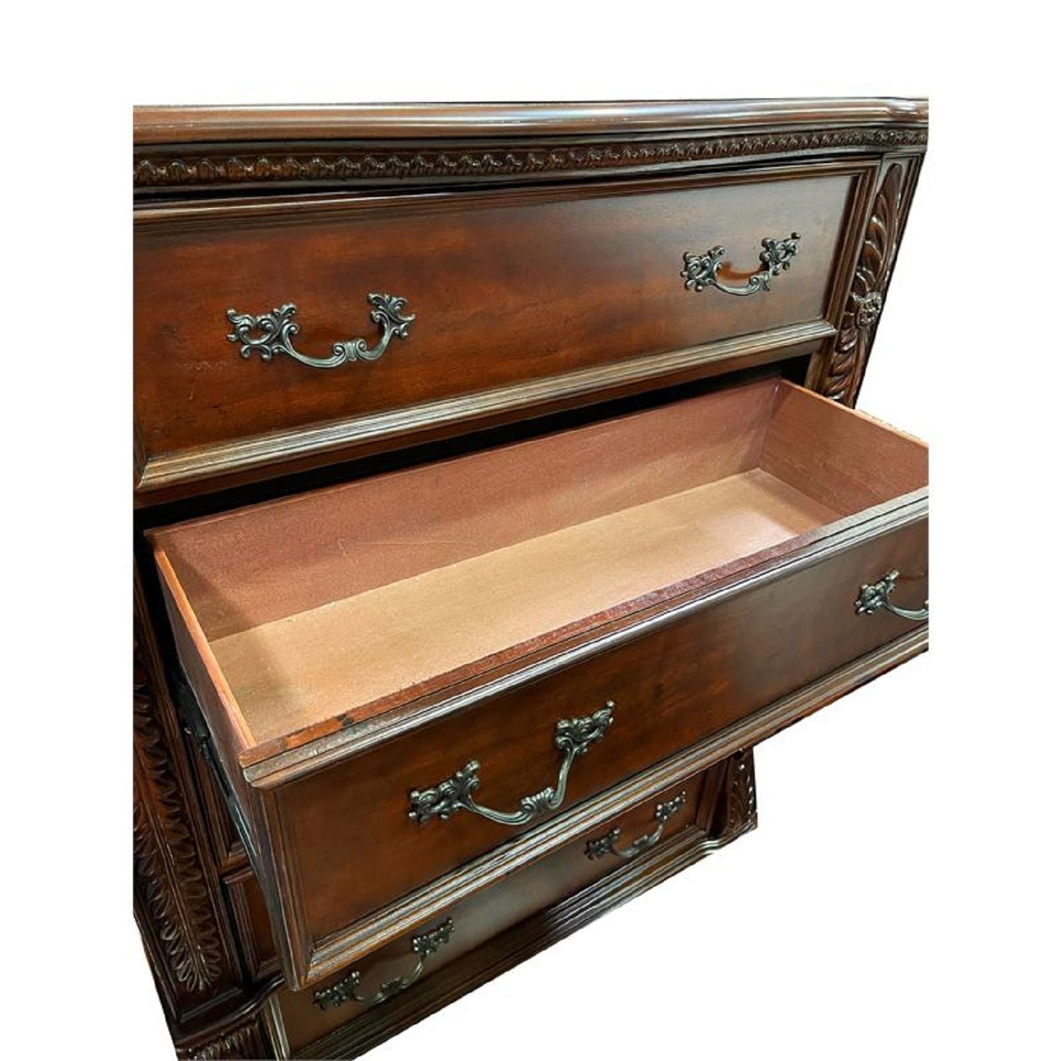 3 Drawer Nightstand, Bedside Table Hand Carved Storage For Bedroom - Cherry - PhishStones Products