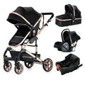 3 - in - 1 Baby Stroller Travel System with ISOFIX Base — Convertible Bassinet, Infant Car Seat & Foldable Aluminum Frame - PhishStones Products