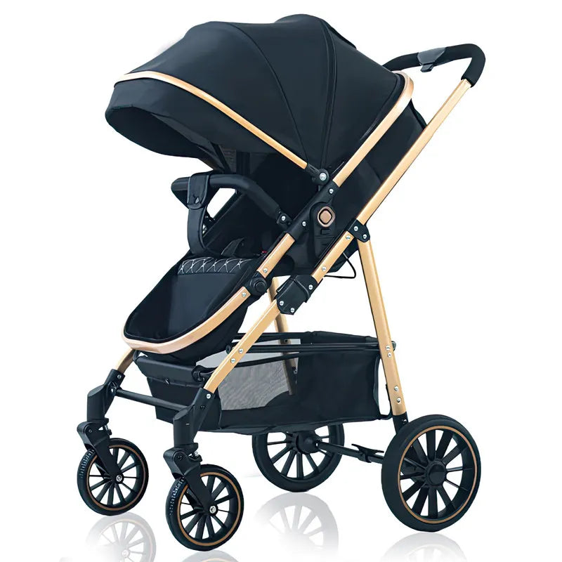 3 - in - 1 Luxury Baby Stroller Foldable Portable Travel Stroller with Aluminum Frame Reversible Lay - Flat Seat for Newborn - PhishStones Products
