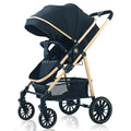 3 - in - 1 Luxury Baby Stroller Foldable Portable Travel Stroller with Aluminum Frame Reversible Lay - Flat Seat for Newborn - PhishStones Products