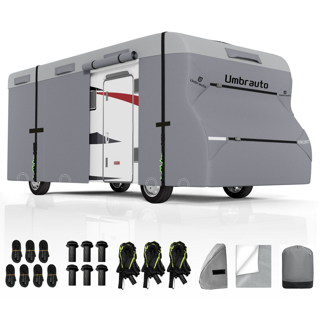 Umbrauto RV Cover Class C Upgraded 7 Layers Anti-UV Top Panel Motorhome Cover,Gray