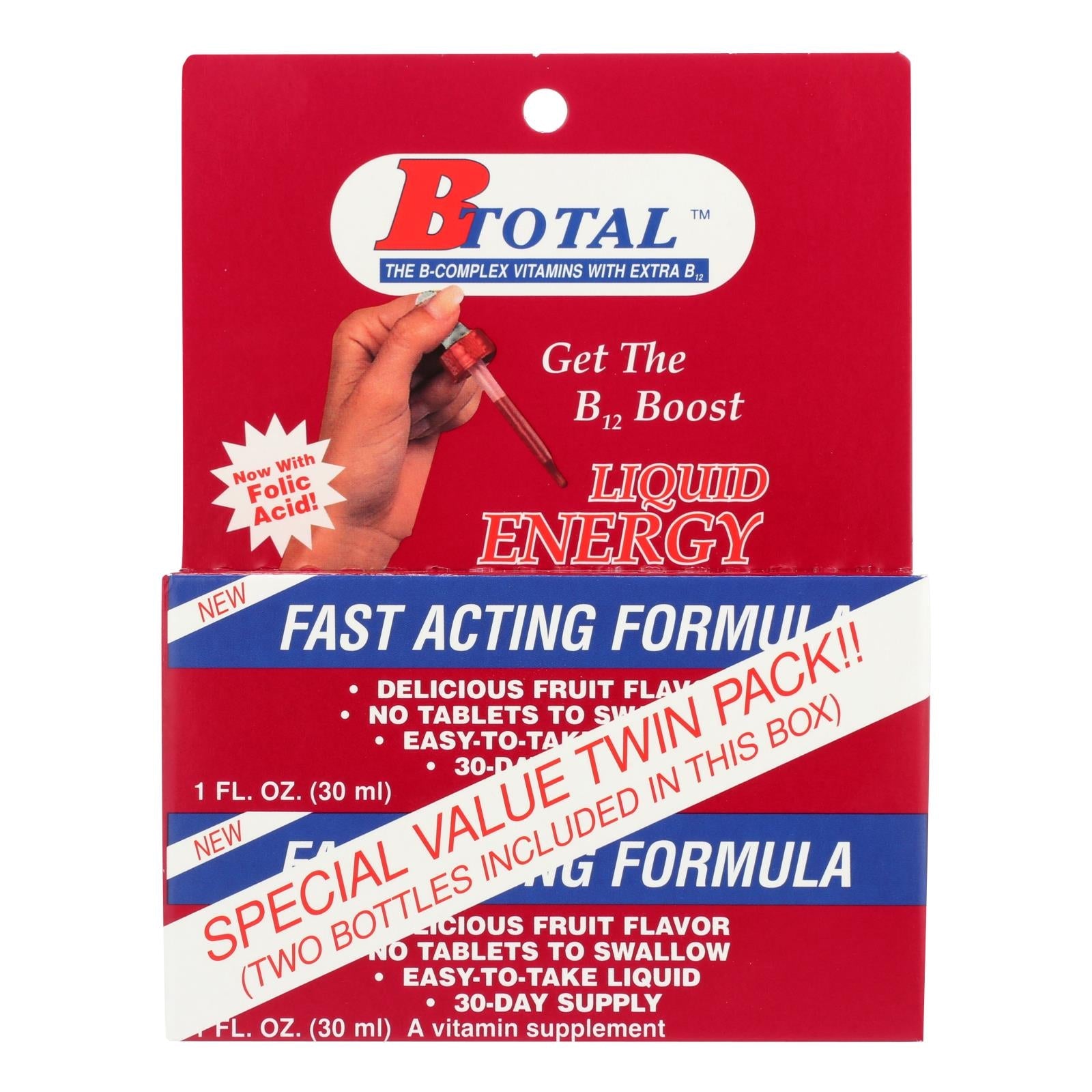 Sublingual B-Total Twin - 2 Fl Oz. - Promotes Energy, Supports Brain Health and Metabolism
