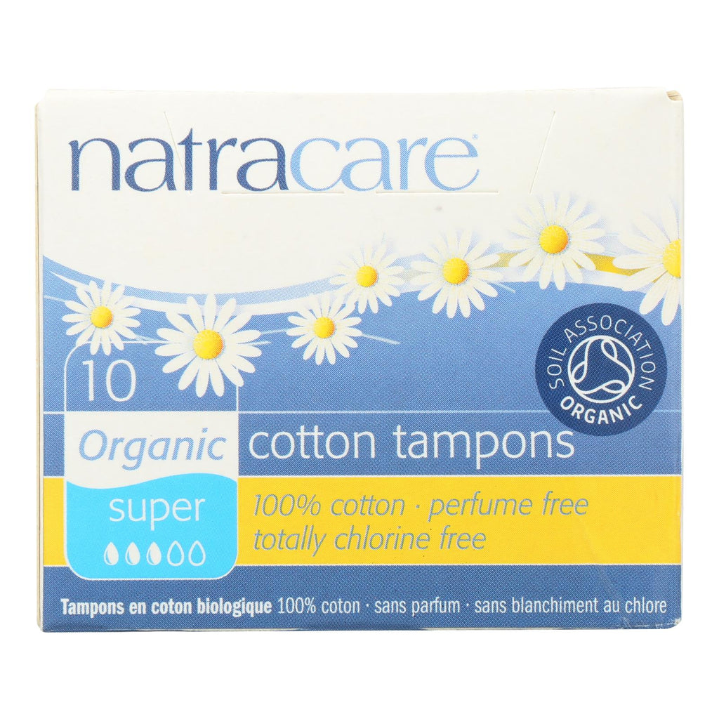 Natracare Certified Organic Cotton Tampons - Super Absorbency (Pack of 10)