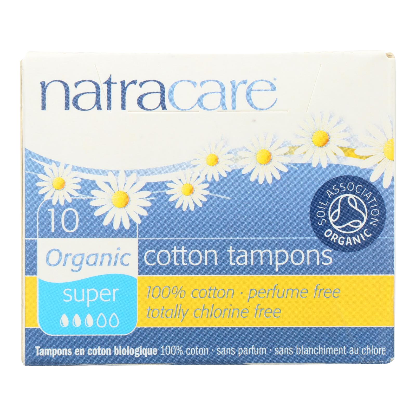 Natracare Certified Organic Cotton Tampons - Super Absorbency (Pack of 10)