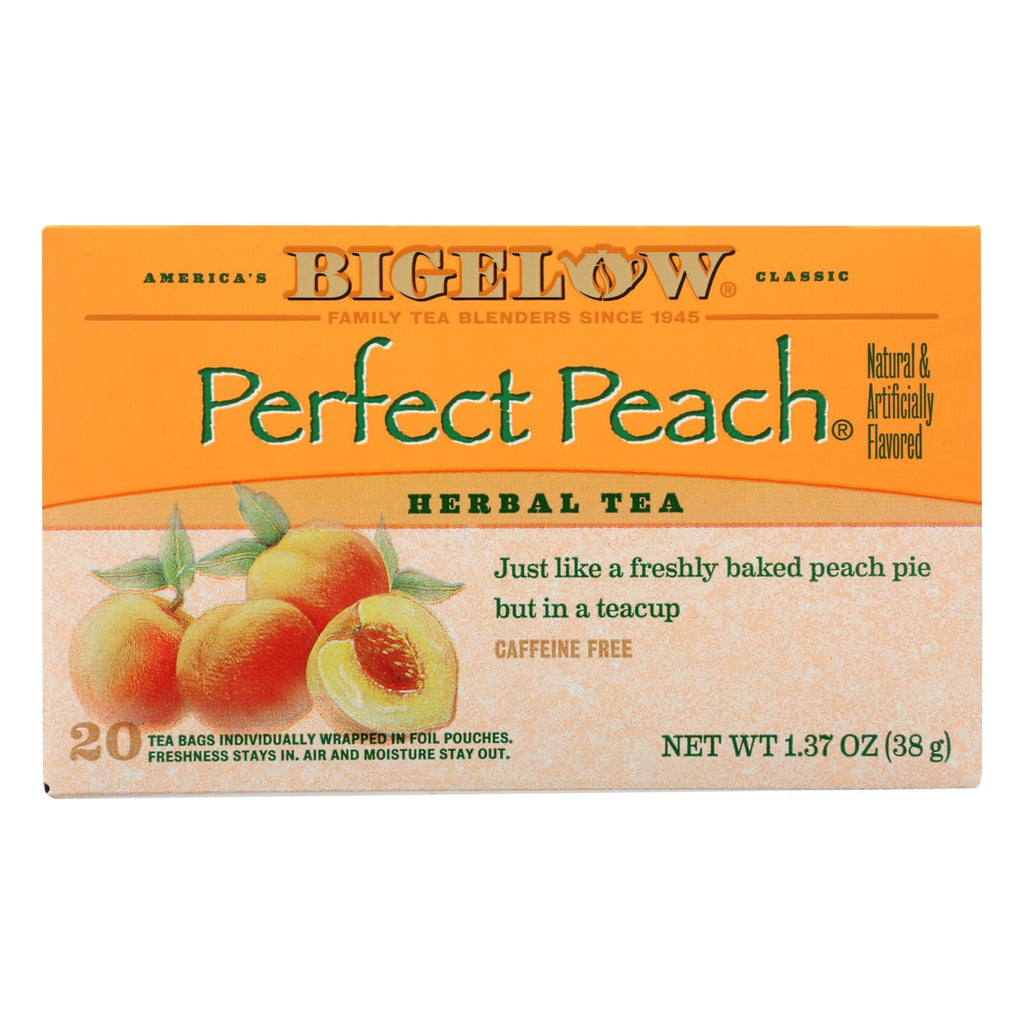 Bigelow Peach Herbal Tea, Caffeine-Free, 20 Tea Bags, Pack of 6