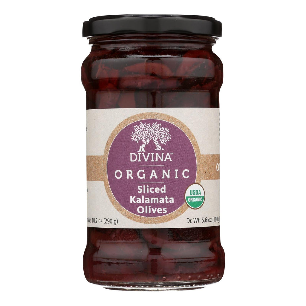 Divina Kalamata Sliced Organic Olives, 5.6 Oz. (Pack of 6)
