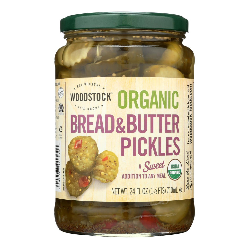 Woodstock Organic Bread and Butter Pickles (24 Oz., 6-Pack)