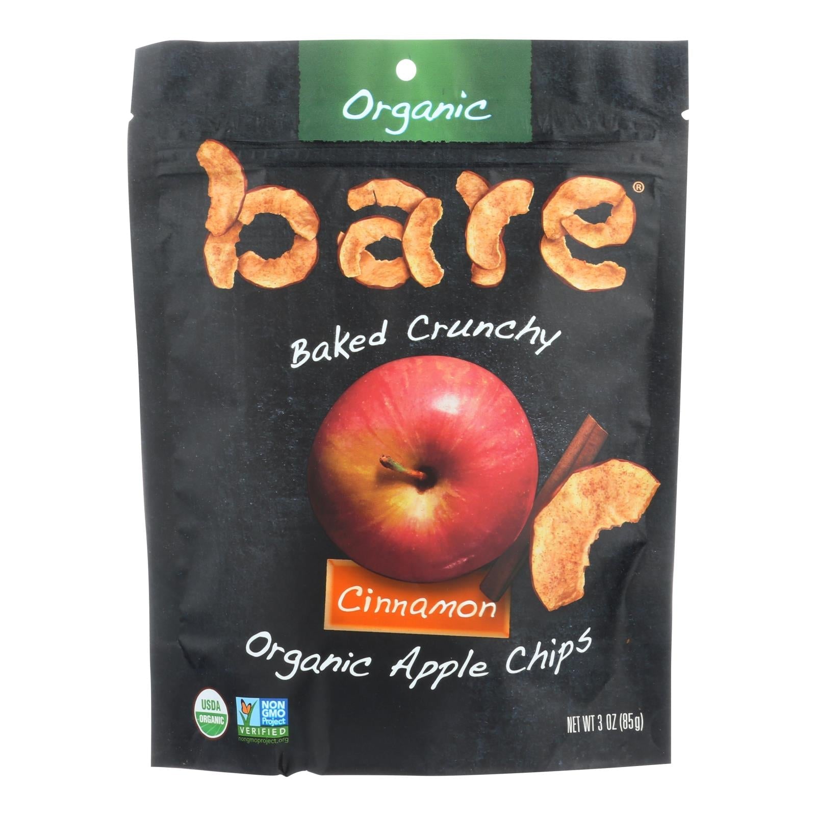 Bare Fruit Simply Cinnamon Organic Crunchy Apple Chips (Pack of 12, 3 Oz Each)