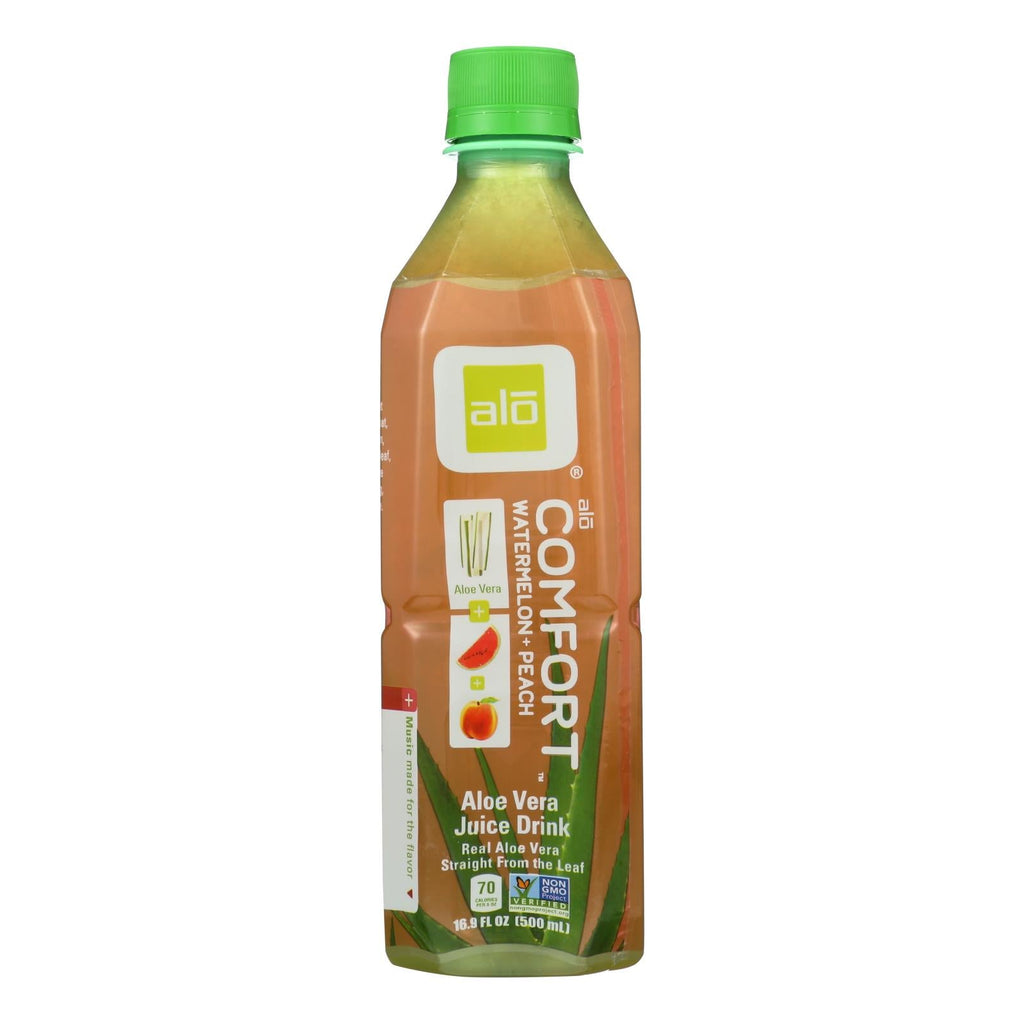 Alo Original Comfort Aloe Vera Juice Drink, Watermelon and Peach, 16.9 Fl Oz (Pack of 12)