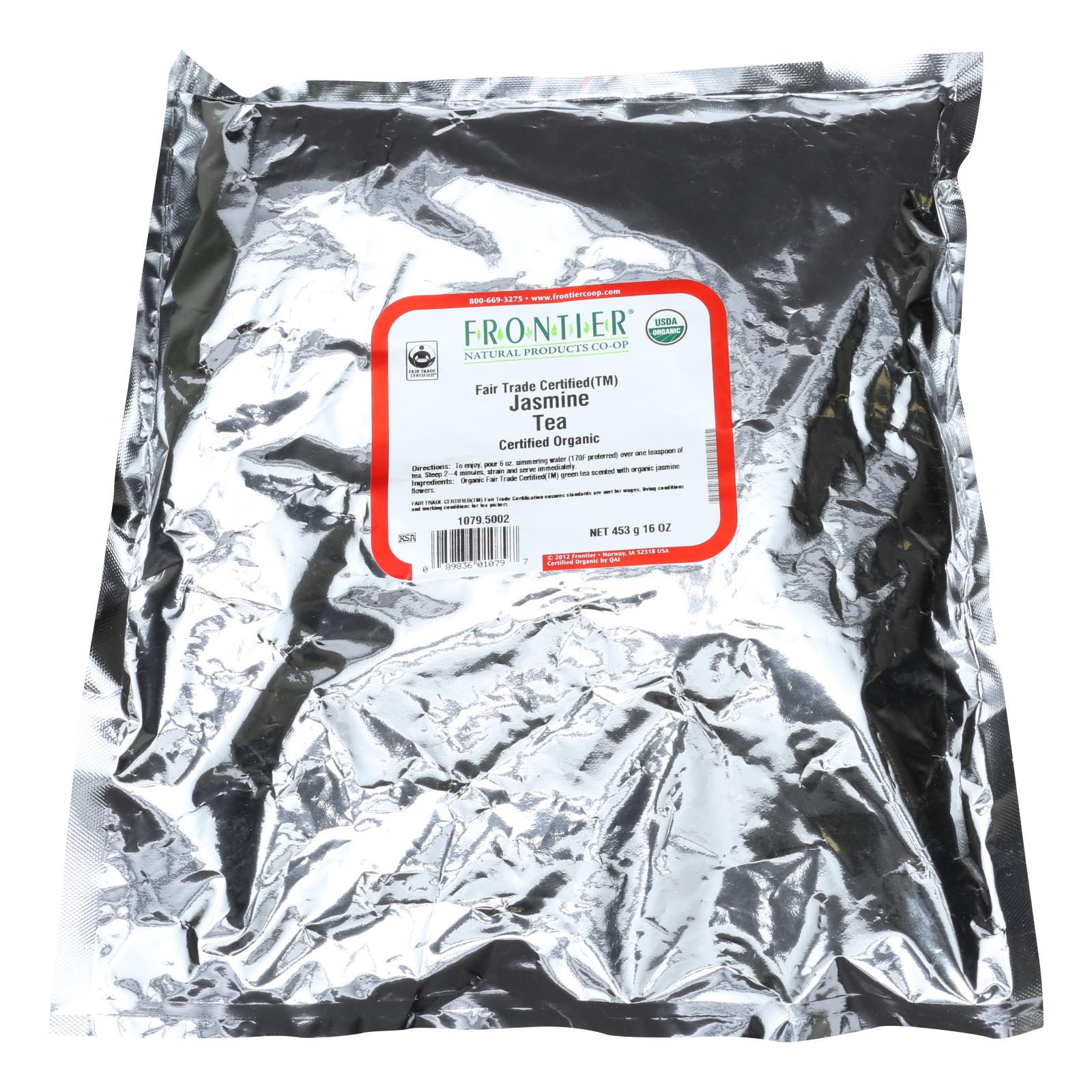 Frontier Organic Fair Trade Certified Green Jasmine Tea, 1 lb