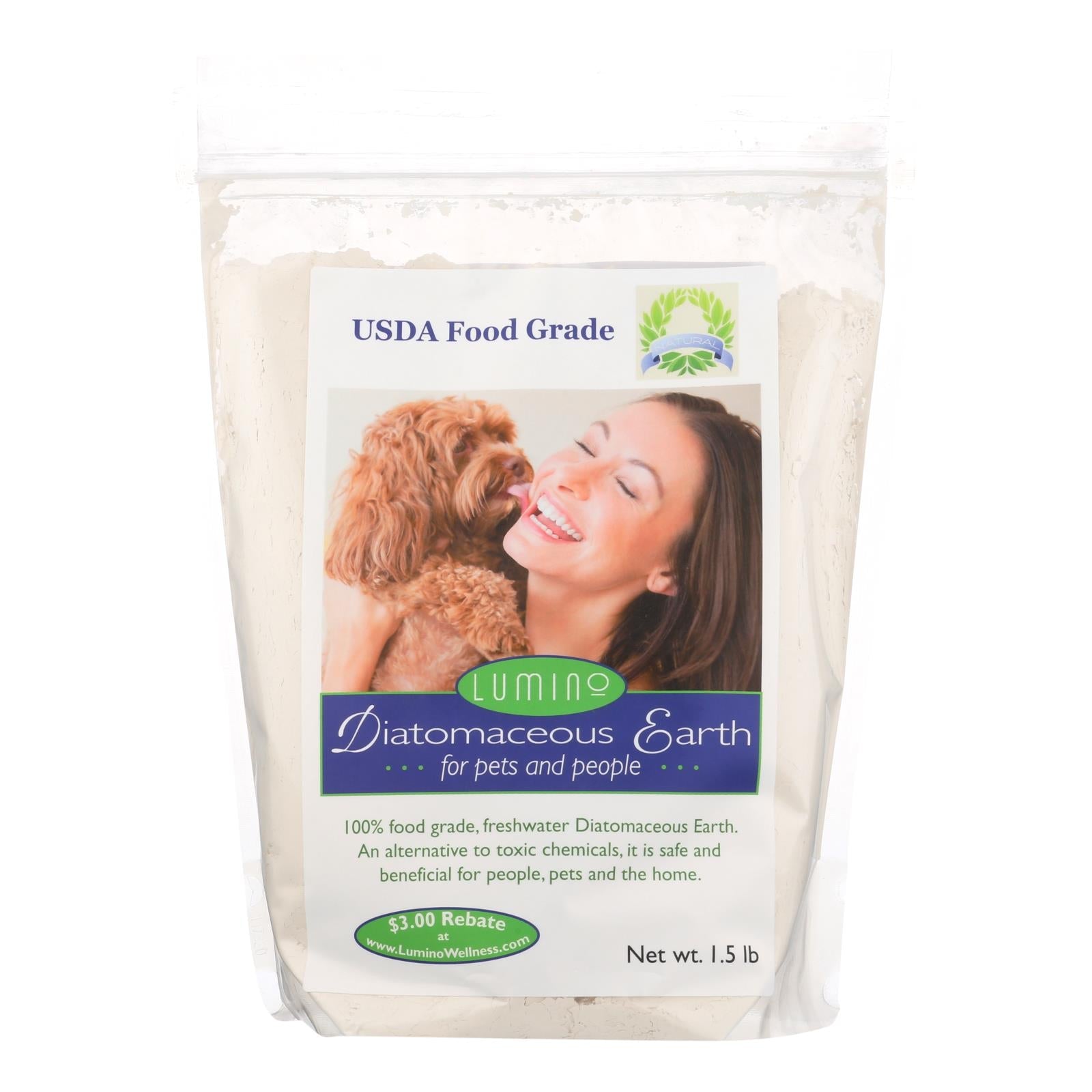 Lumino Home Diatomaceous Earth, Food Grade for Pets and People, 1.5 Lb