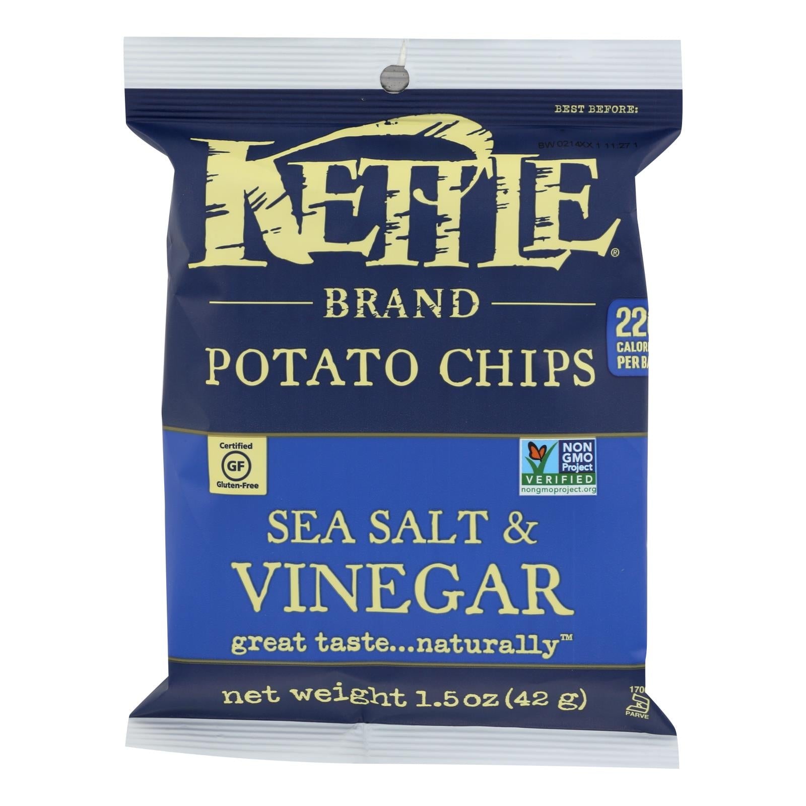 Kettle Brand Sea Salt & Vinegar Potato Chips, 1.5 oz, Case of 24