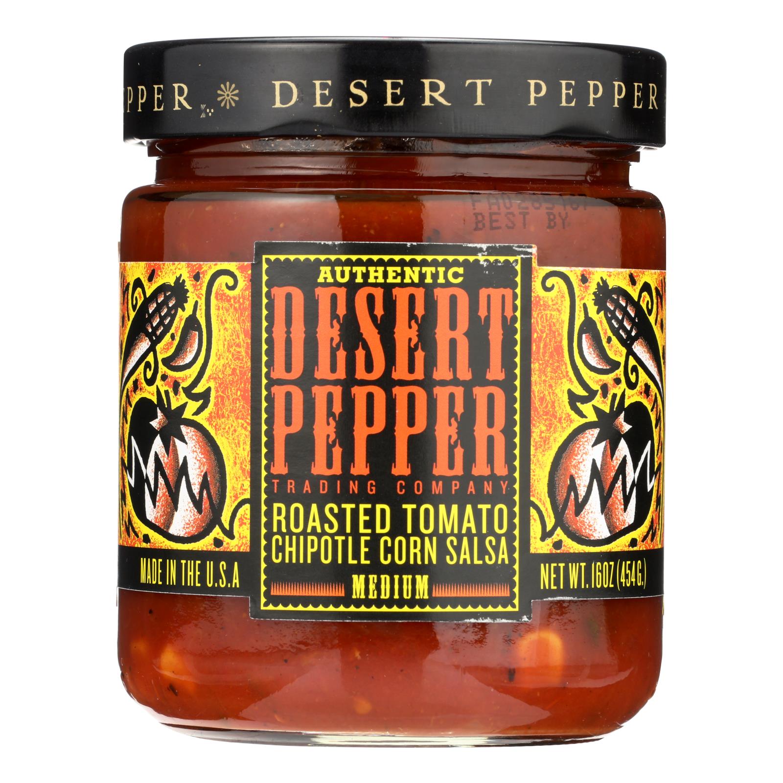Desert Pepper Trading Roasted Tomato Chipotle Corn Salsa, Medium Hot (Pack of 6 - 16 Oz.)