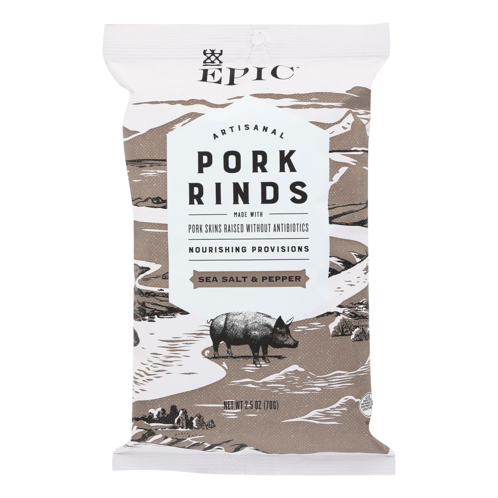Epic Pork Rinds, Sea Salt & Pepper, (12-pack, 2.5 Oz. Bags)