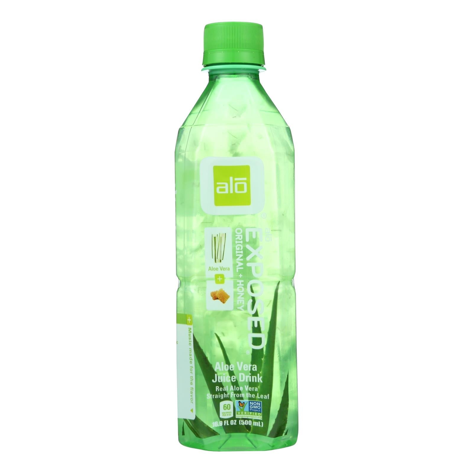 Alo Original Exposed Aloe Vera Juice Drink - Original and Honey 16.9 Fl Oz (Pack of 12)