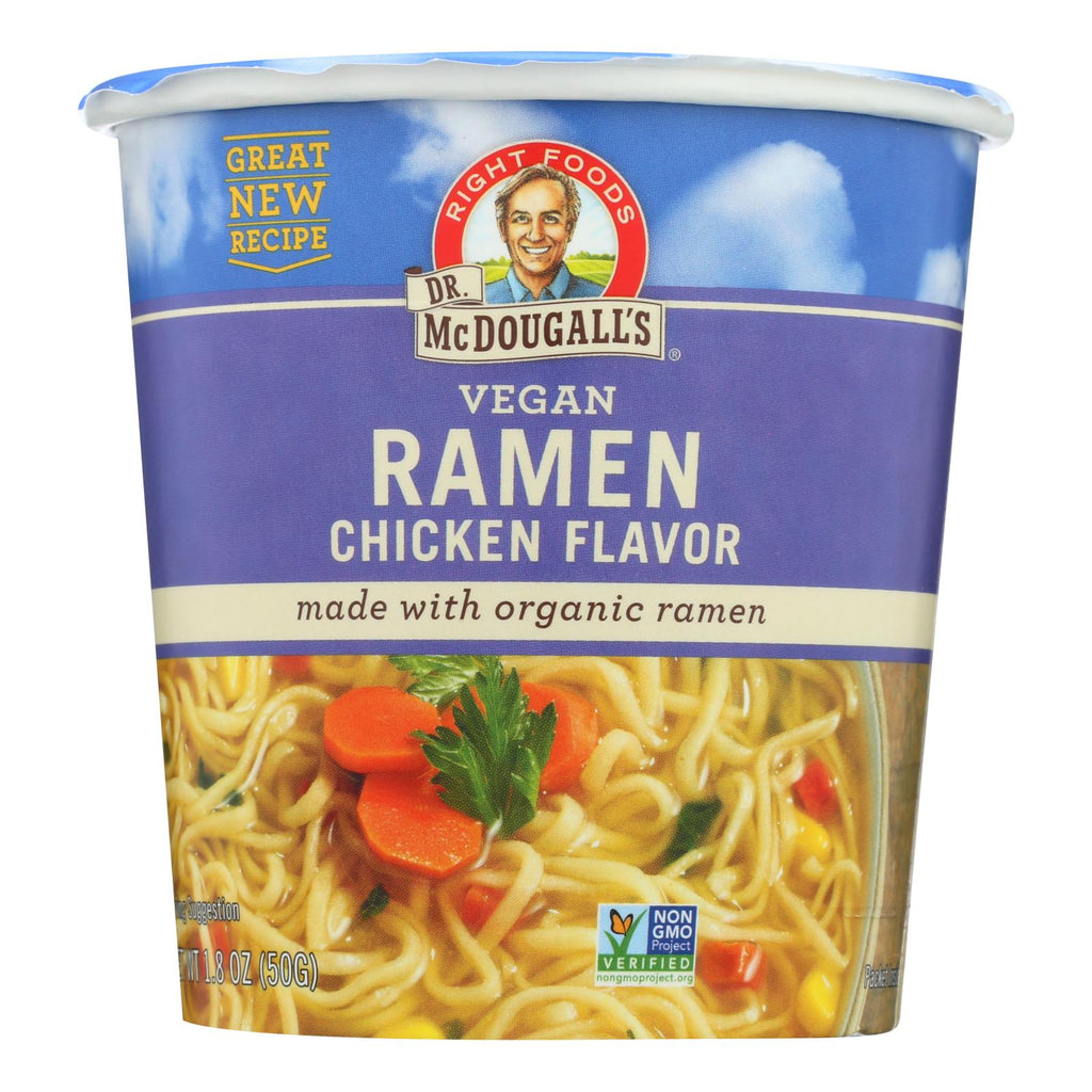Dr. McDougall's Vegan Ramen Soup: Chicken Flavor Big Cups (Pack of 6) - 1.8 Oz. Each