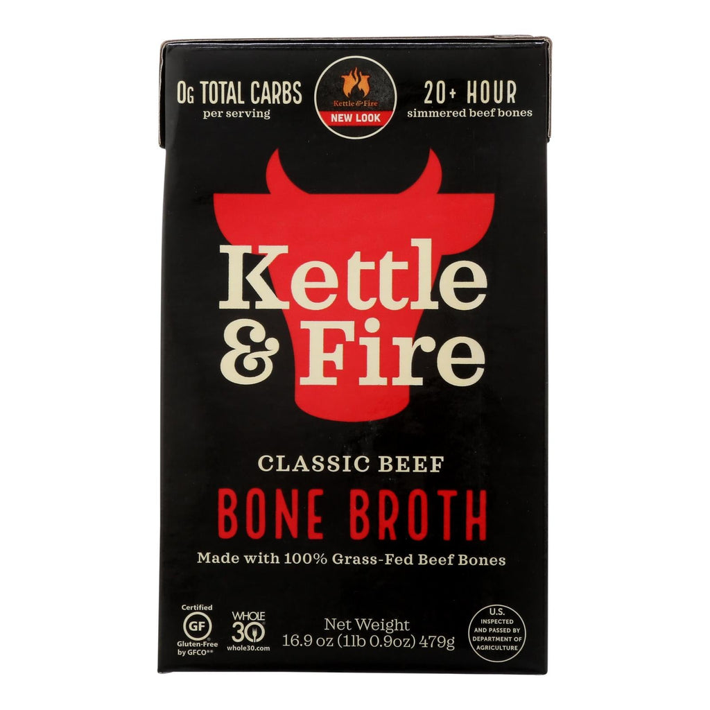 Bulk 6-Pack, Kettle & Fire Beef Bone Broth (16.9 Oz.)
