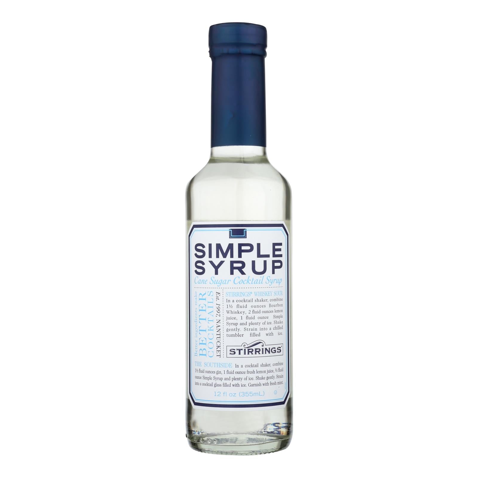Stirrings Bar Ingredients Classic Simple Syrup (Pack of 6 - 12 Fl Oz)