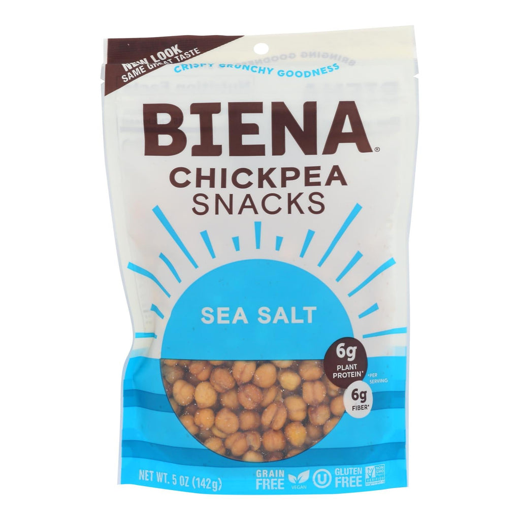 Biena Chickpea Snacks, Sea Salt, 5 oz, Pack of 8